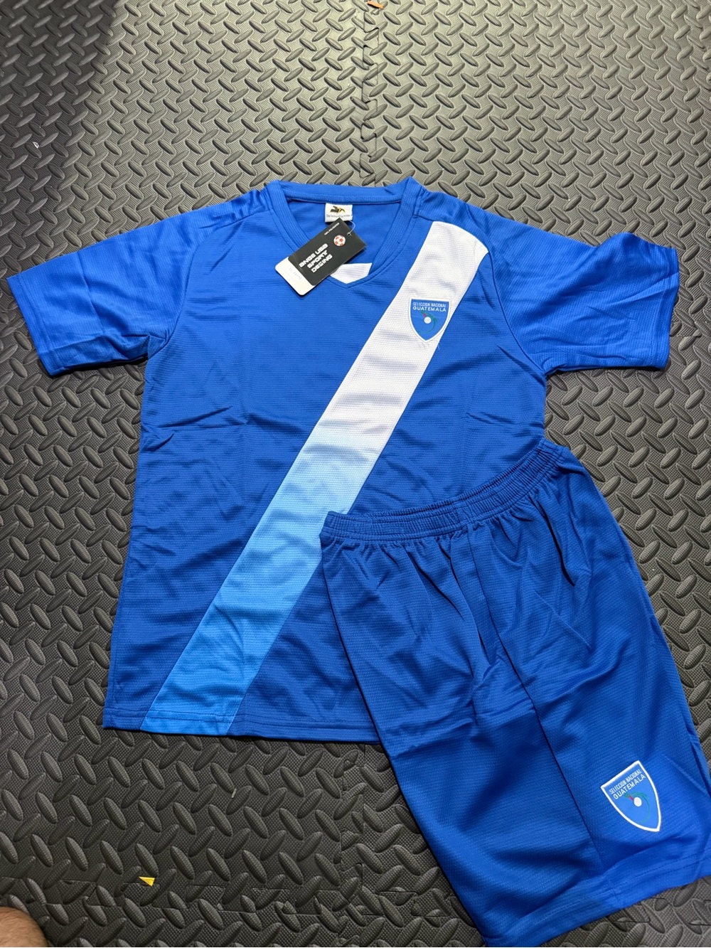Guatemala Kids Blue Soccer Kit with Diagonal Stripe - Unbranded